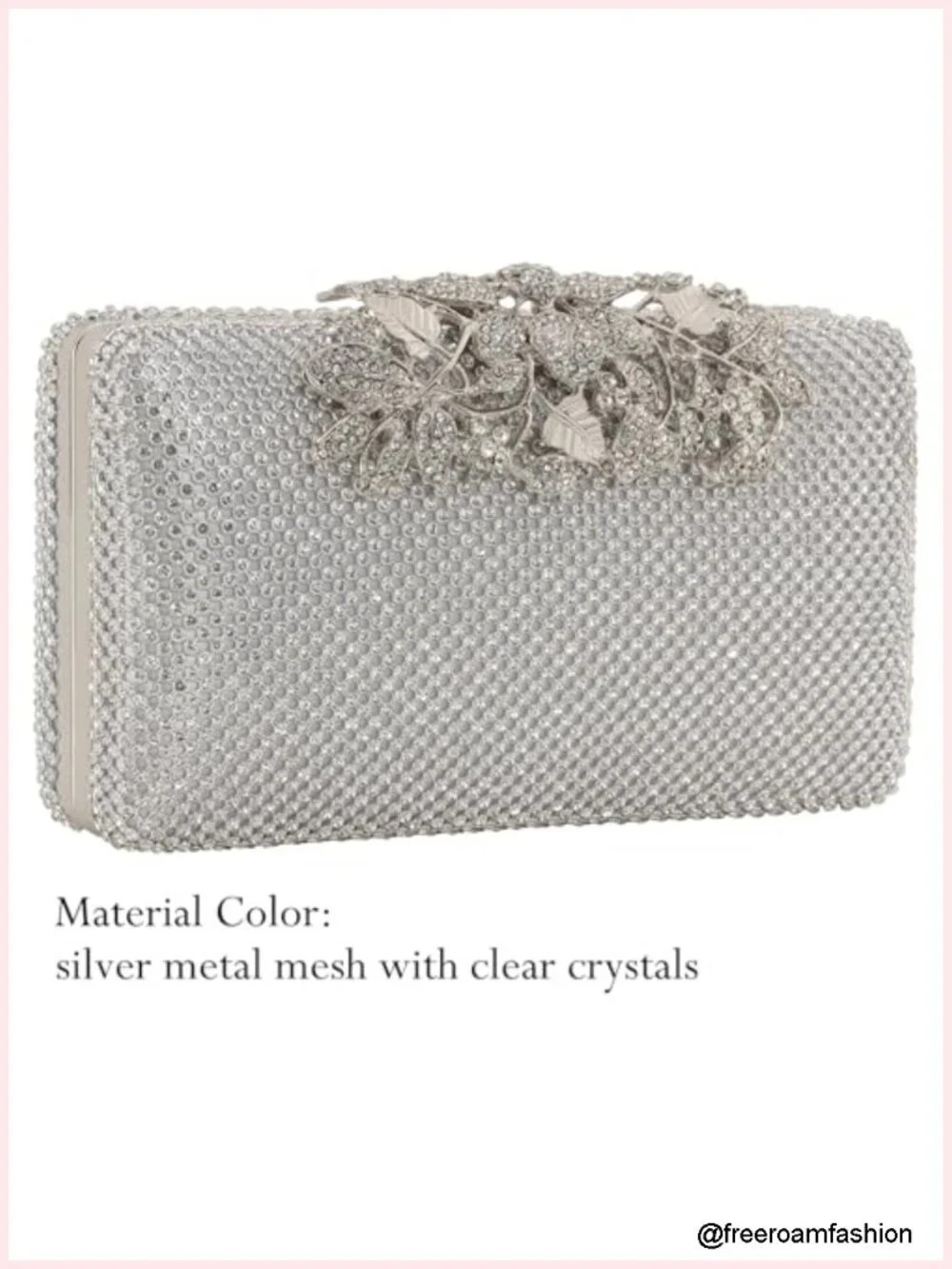 Rhinestone Evening Clutch Bag with Flower Clasp for Wedding Party
